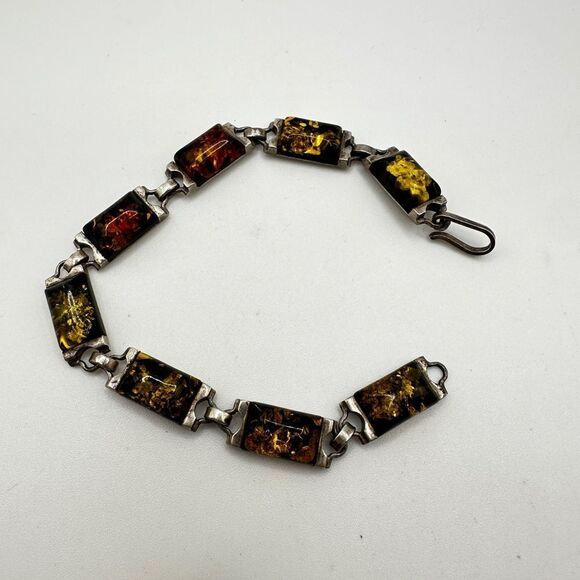Stunning 7.5" Amber cabochons, set in solid sterling silver, tennis bracelet! - Picture 13 of 13